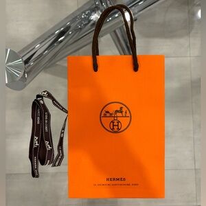 Hermès Orange Shopping Gift Bag